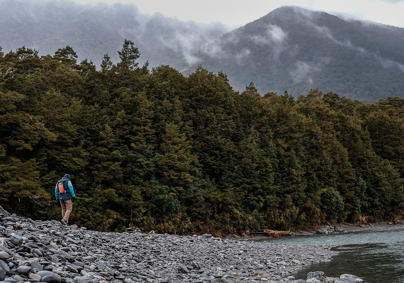Collecting samples in the mountains New Zealand