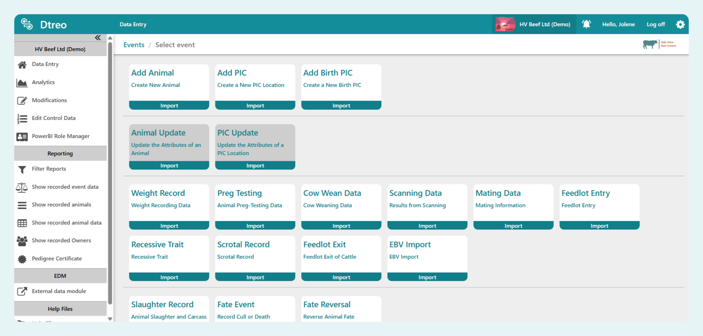 DTreo for Animals dashboard
